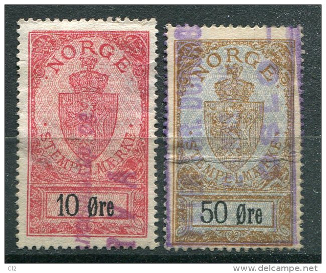 NORVEGE - Lot De  Timbres Fiscaux " STEMPELMAERKE" 10 Et 50 Ores - Revenue Stamps