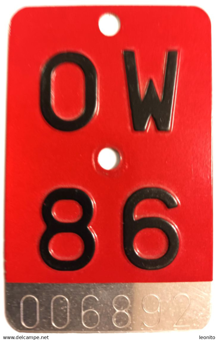 Velonummer Obwalden OW 86 - Plaques D'immatriculation