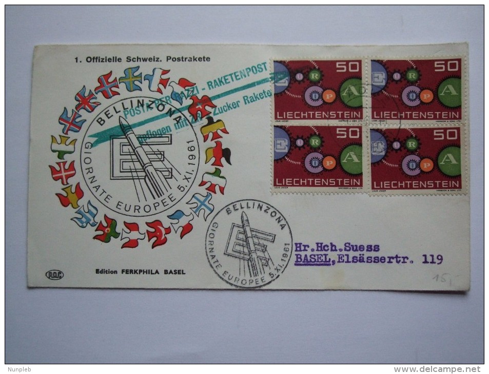 LIECHTENSTEIN 1961 COVER POSTA PER RAZZI RAKETENPOST ROCKET POST - Covers & Documents