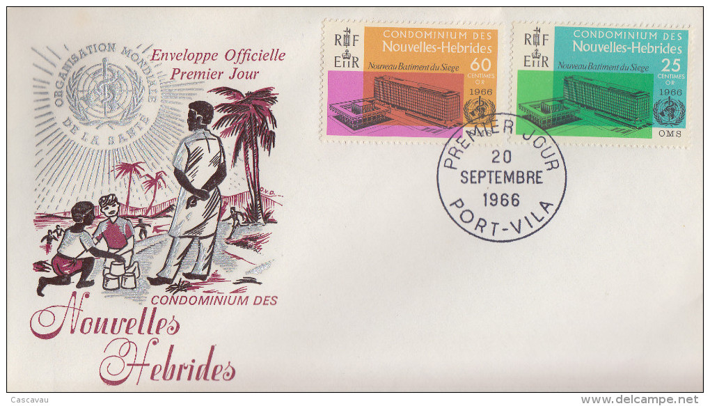 Enveloppe FDC  1er Jour   NOUVELLES  HEBRIDES   Organistion  Mondiale  De  La  Santé   1966 - FDC