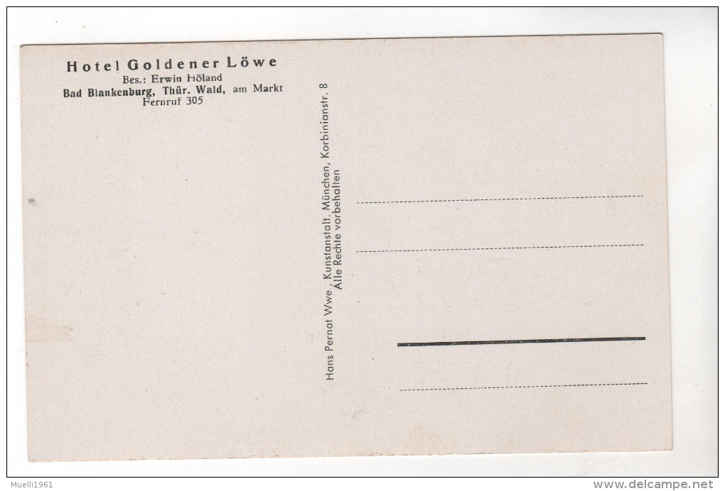 Nr.  1216,  Bad Blankenburg, Hotel Goldener Löwe - Bad Blankenburg