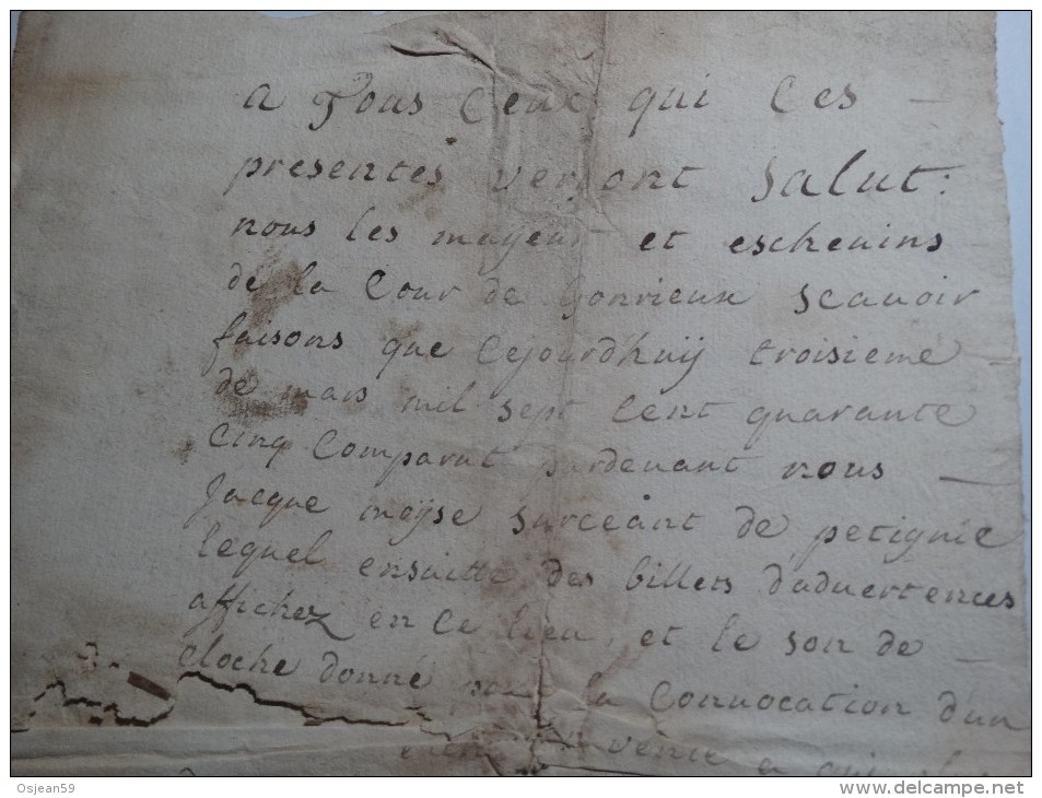 Document De 1745 Venant De La Cour De Gonrieux(région Chimay-Couvin) Pour étude! - ... - 1799