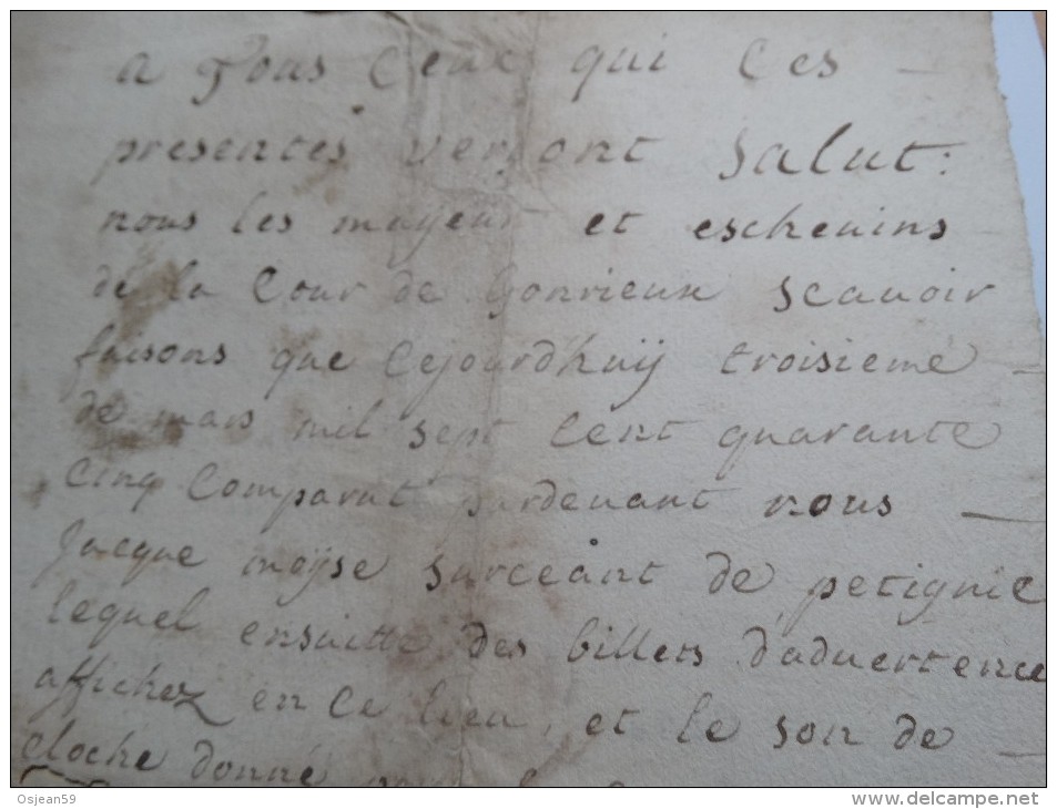 Document De 1745 Venant De La Cour De Gonrieux(région Chimay-Couvin) Pour étude! - ... - 1799