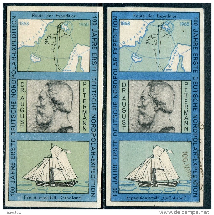 ARCTIC Deutsche Nordpolar Expedition Sailing Ship Siegelschiff "Grönland" MAP Landkarte Spitsbergen Greenland Vignette - Expediciones árticas