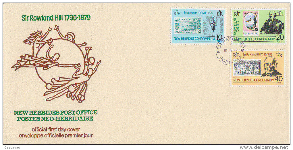 Enveloppe FDC  1er Jour   NOUVELLES  HEBRIDES  Sir  Roland  HILL   1979 - FDC