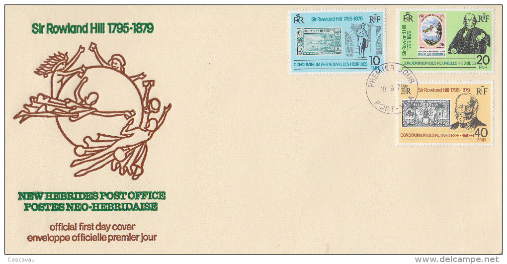 Enveloppe FDC  1er Jour   NOUVELLES  HEBRIDES  Sir  Roland  HILL   1979 - FDC