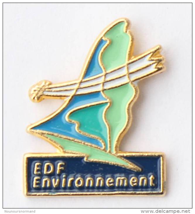 Pin's  EDF GDF - EDF ENVIRONNEMEN - Oiseau Stylisé - Etoile Filante - F102 - EDF GDF