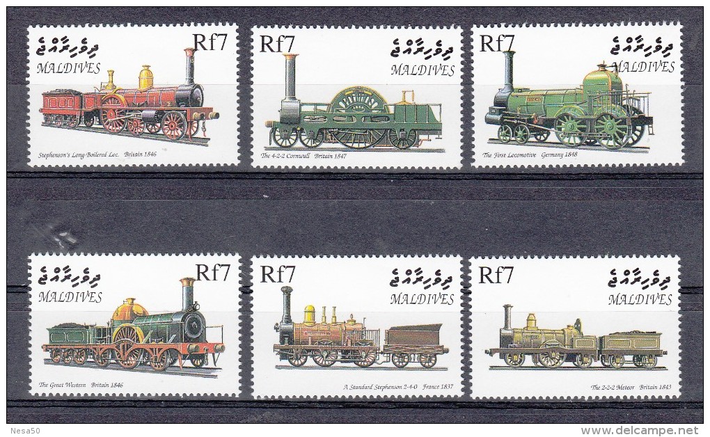Treinen, Train, Eisenbahn, Railway: Maldives 1999 Mi Nr 3277 - 3282 - Treinen