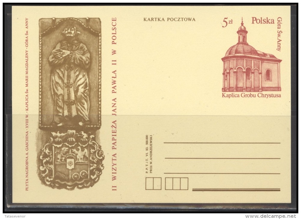 POLAND PL B2 181 Stamped Stationery Post Card POPE JOHN PAUL II Visit To Poland - Entiers Postaux