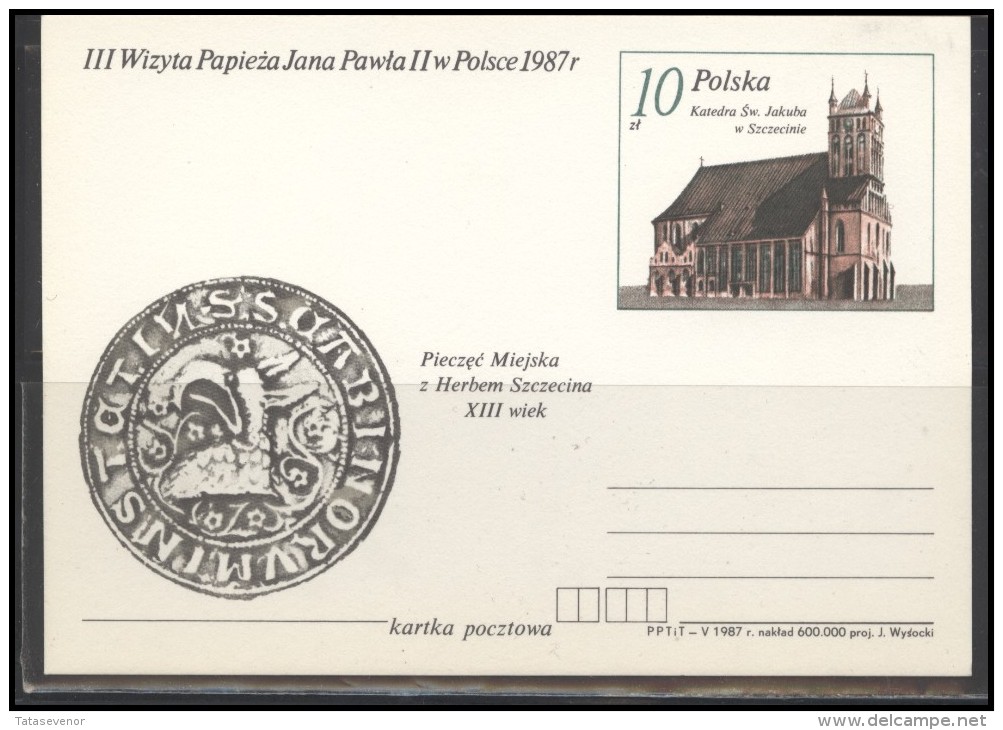 POLAND PL B2 185 Stamped Stationery Post Card POPE JOHN PAUL II Visit To Poland - Stamped Stationery