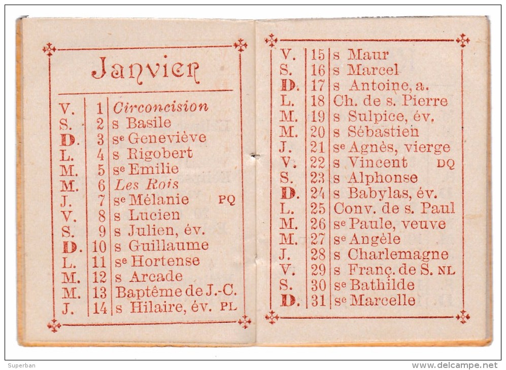 PETIT ALMANACH Pour 1892 / CALENDRIER : 3,5 X 5 CM - PUB : PAPETERIE DESPREZ / PARIS - À VOIR DÉTAILS ! - RARE ! (t-790) - Petit Format : ...-1900