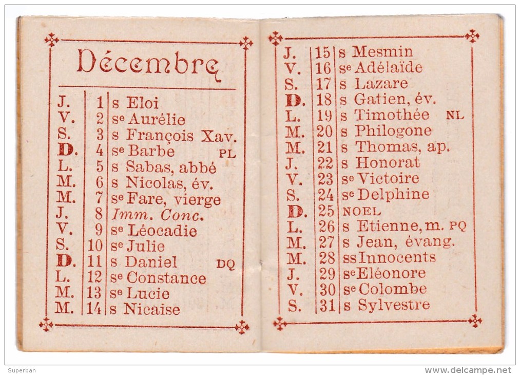 PETIT ALMANACH pour 1892 / CALENDRIER : 3,5 x 5 CM - PUB : PAPETERIE DESPREZ / PARIS - À VOIR DÉTAILS ! - RARE ! (t-790)