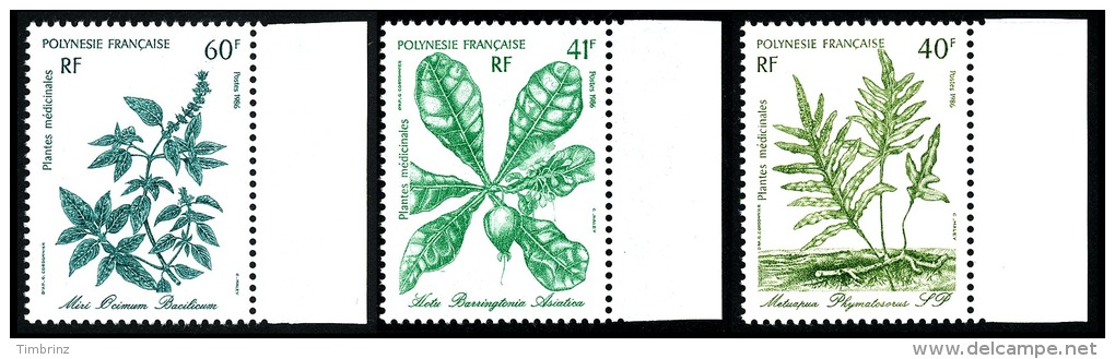 POLYNESIE 1986 - Yv. 268 269 270 ** SUP Bdf  Faciale= 1,18 EUR - Plantes Médicinales (3 Val.) ..Réf.POL22432 - Ungebraucht