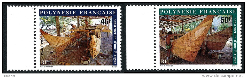 POLYNESIE 1986 - Yv. 266 Et 267 ** SUP Bdf  Faciale= 0,81 EUR - Construction D'une Pirogue (2 Val.) ..Réf.POL22414 - Nuevos