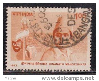 India Used 1993, Dinanath Mangeshkar, Music Instrument, Musician, Stage Actor, Theater, Mask. (sample Image) - Oblitérés