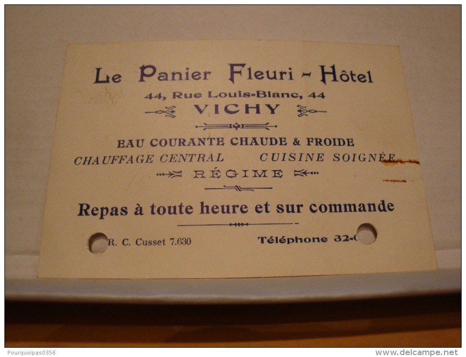 ANCIENNE CARTE DE VISITE 03 ALLIER VICHY  HOTEL LE PANIER FLEURI - Cartes De Visite