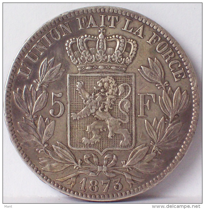 LEOPOLDO II  5 FRANCHI 1873 - MONETA IN ARGENTO - Altri & Non Classificati