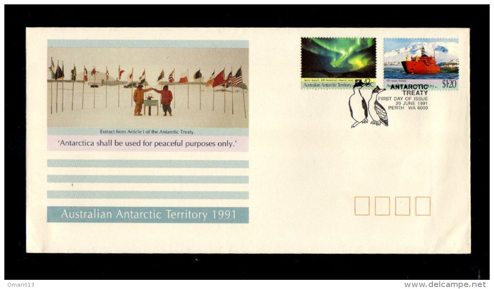 AAT ( Australian Antarctic Territory )- FDC- 1991- Traité De L´Antarctique ( Antarctic Treaty)- Flags, Animals - FDC