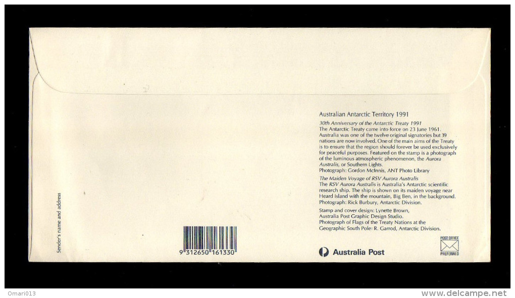 AAT ( Australian Antarctic Territory )- FDC- 1991- Traité De L´Antarctique ( Antarctic Treaty)- Flags, Animals - FDC