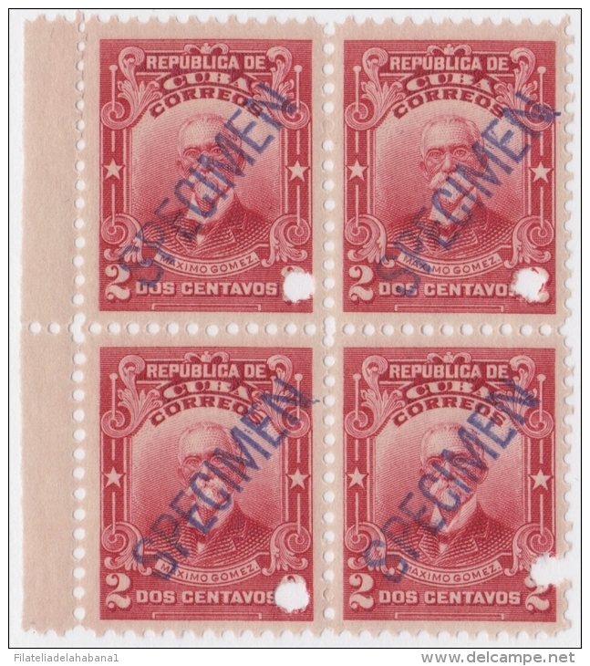 1911-73 CUBA REPUBLICA 1911. 2c MAXIMO GOMEZ Ed.191. SPECIMEN PROOF BLOCK 4. MNH. - Nuovi