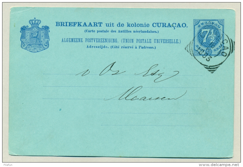 Curacao - 1893 - 7,5 Cent Briefkaart - Curaçao, Nederlandse Antillen, Aruba