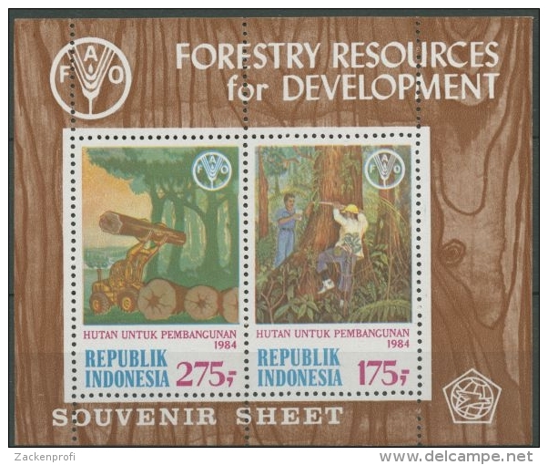 Indonesien 1984 Forstwirtschaft, Bäume Block 54 Postfrisch (C11247) - Indonesia