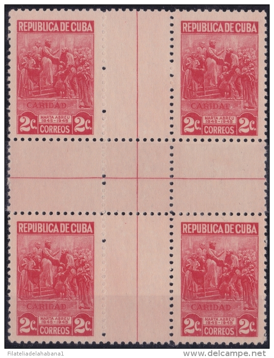 1947-144 CUBA REPUBLICA 1947. 2c Ed.395CH. MARTA ABREU CENTRO DE HOJA. CENTER OF SHEET. NO GUM. - Neufs