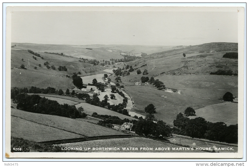 HAWICK : LOOKING UP BORTHWICK WATER FROM ABOVE MARTIN'S HOUSE - Roxburghshire