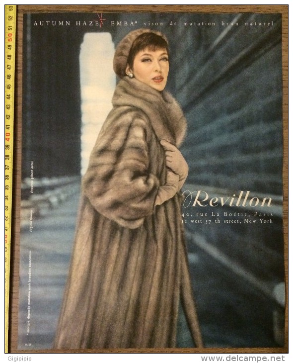 PUB PUBLICITE 1950/1960 AUTUMN HAZE EMBA MANTEAU VISON REVILLON - Autres & Non Classés