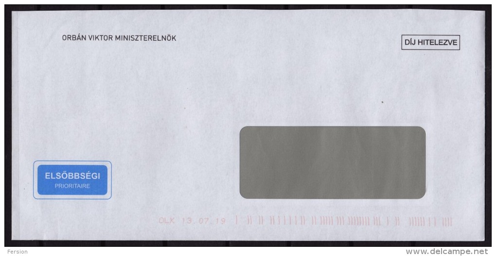 ORBÁN VIKTOR - Hungarian PRIME MINISTER / Taxe Percue / Post Paid - Priority Mail Letter Cover - 2014 Hungary - Briefe U. Dokumente