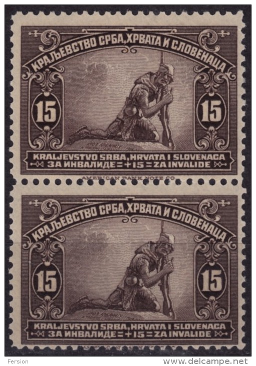 1921 / Mi. 160. / SHS Yugoslavia  - War Aid WWI - MH Pair - Neufs