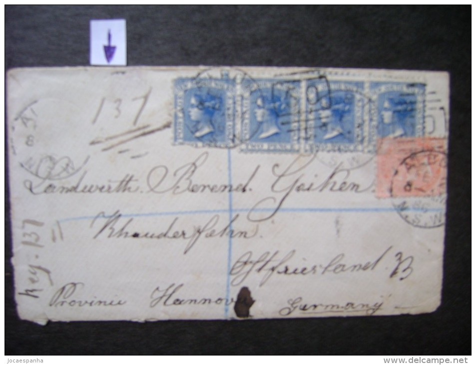 ALBURY Circulated LETTER TO GERMANY IN 1886 WITH GORGEOUS FRANQUEO, APPARENTLY LACK 2 STAMPS, AS - Covers & Documents