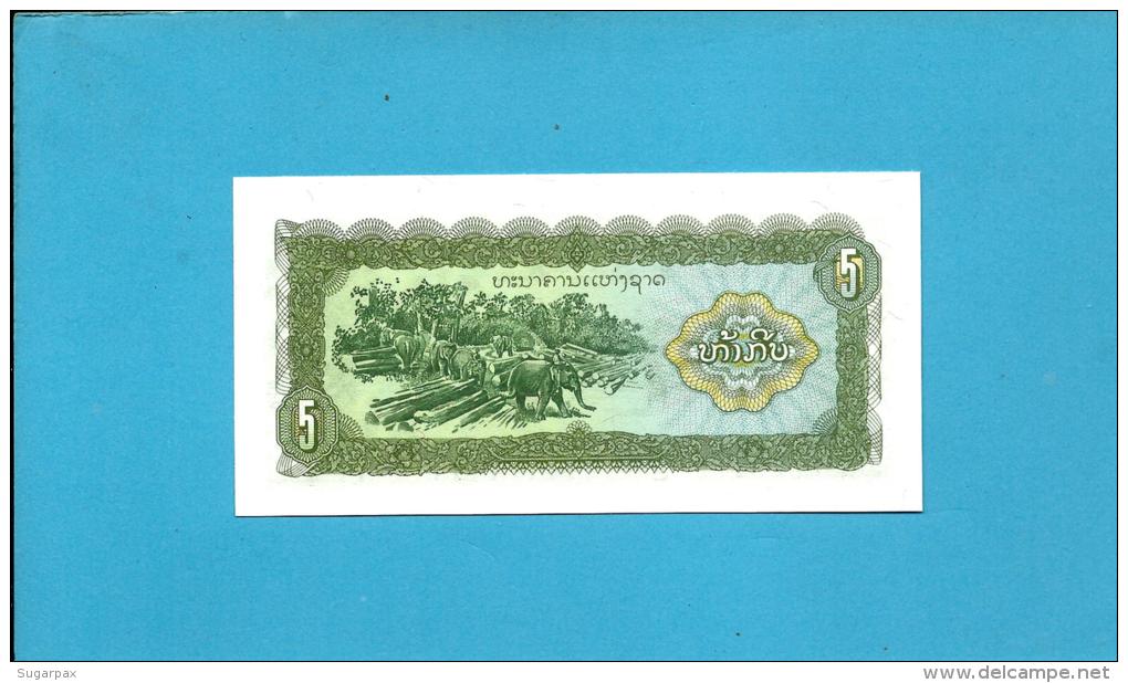 LAOS - 5 KIP - ND ( 1979 ) - Pick 26 - UNC. - Serie  CA - BANK OF THE LAO PDR - 2 Scans - Laos