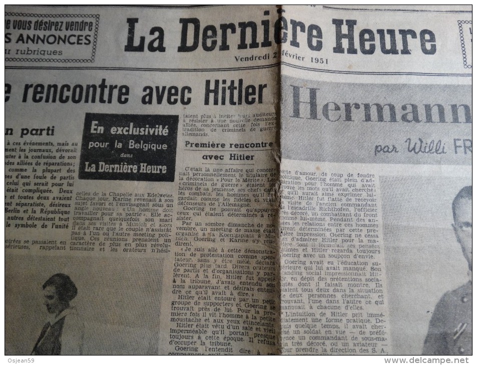 Article Herman Goering Dans La Dernière Heure (premiere Rencontre Avec Hitler) - Aviation