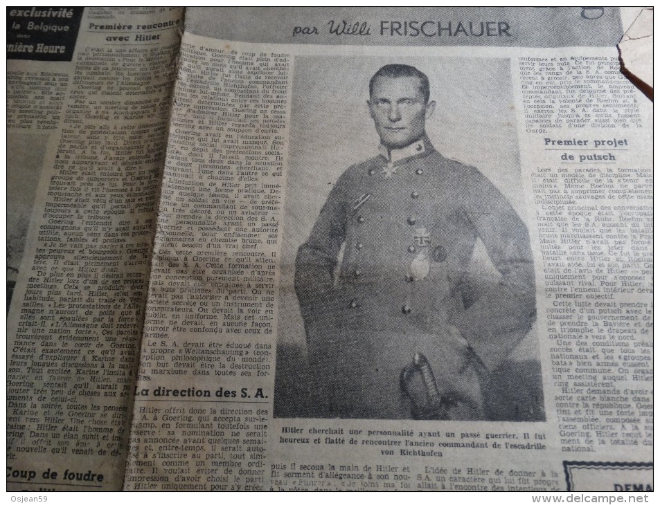 Article Herman Goering Dans La Dernière Heure (premiere Rencontre Avec Hitler) - Aviation