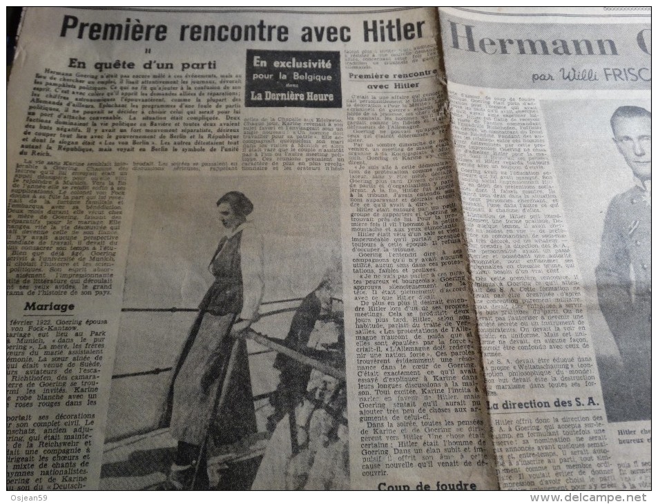 Article Herman Goering Dans La Dernière Heure (premiere Rencontre Avec Hitler) - Aviación