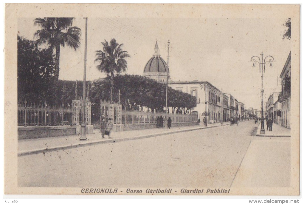 FG5 !!! CERIGNOLA CORSO GARIBALDI E GIARDINI 1934 F.P.! - Cerignola