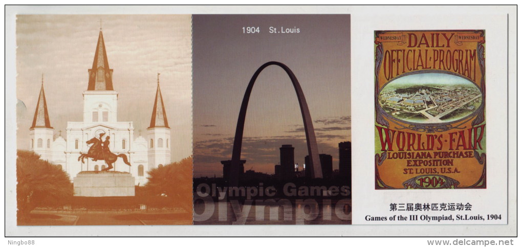 Olympic Game St. Louis USA In 1904,Gateway Arch,World Fair Expo,CN 12 Under Flag Of Five-Rings History Of Olympiad PSC - Zomer 1904: St. Louis