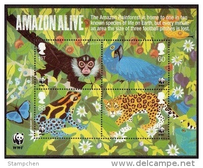 UK 2011 2011 World Wildlife Fund S/s WWF Monkey Parrot Bird Frog Leopard Snake Butterfly Flower - Snakes