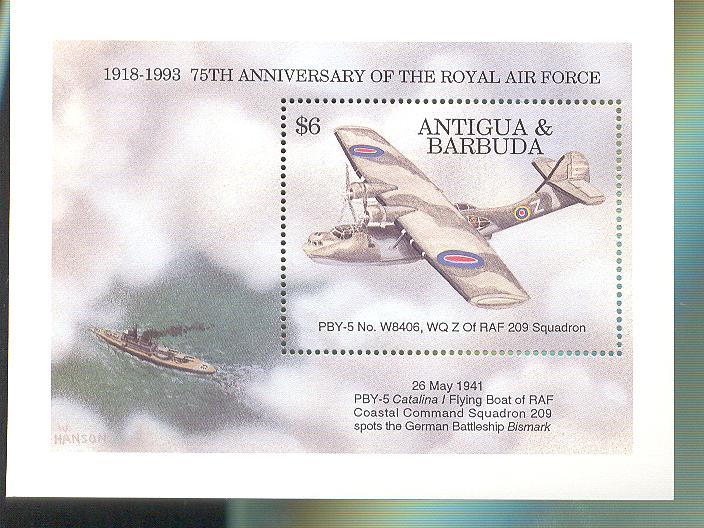 ANTIGUA  & BARBUDA  1720 MINT NEVER HINGED SOUVENIR SHEET OF AVIATION ; ROYAL AIR FORCE  # 040 -4 ( - Vliegtuigen