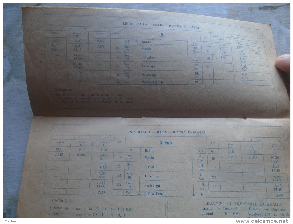 Romania  NAVROM  -Naval  Timetable  1963 - Itinerariul Nevelor De Calatori Pe Dunare   D137220 - Europa