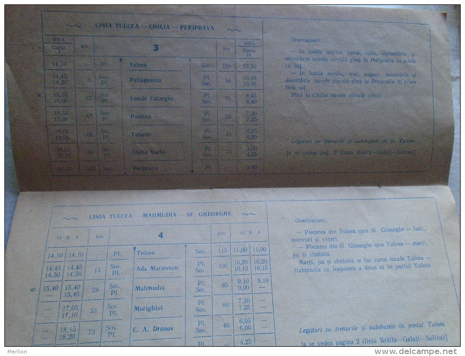 Romania  NAVROM  -Naval  timetable  1963 - Itinerariul Nevelor de Calatori pe Dunare   D137220