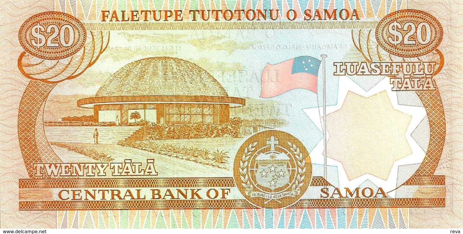 SAMOA 20 TALA ORANGE MAN FRONT BUILDING BACK UNC P.35 ND(2002) READ DECRIPTION !! - Samoa