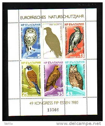 BULGARIA / BULGARIE - 1980 - Raptors Birds - S/S** MNH - Ganzen