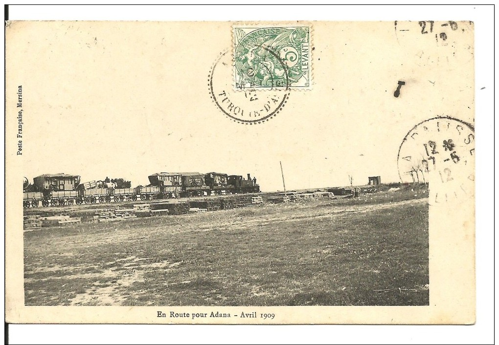 Turkey - 1909 Adana Armenian Event -  En Route Pour Adana - Avril 1909, Edit. Poste Français Mersina, Very Rare Postcard - Turquie