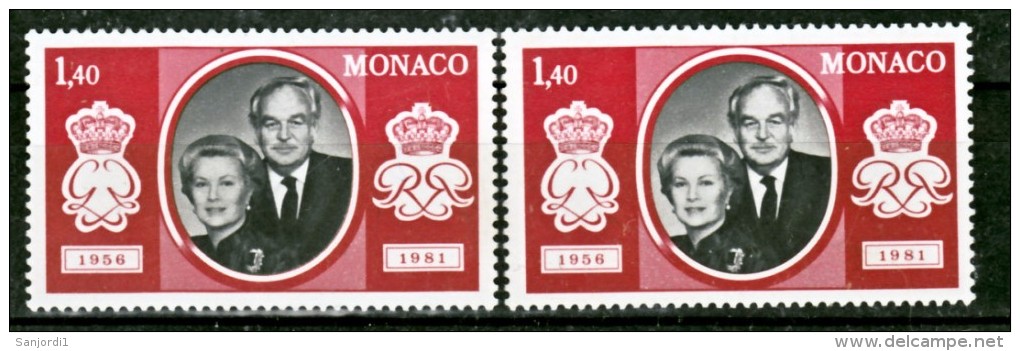 Monaco 1266 Variété Visages Gris Et Blanc Couple Princier Neuf ** TB  MNH Sin Charnela - Variétés