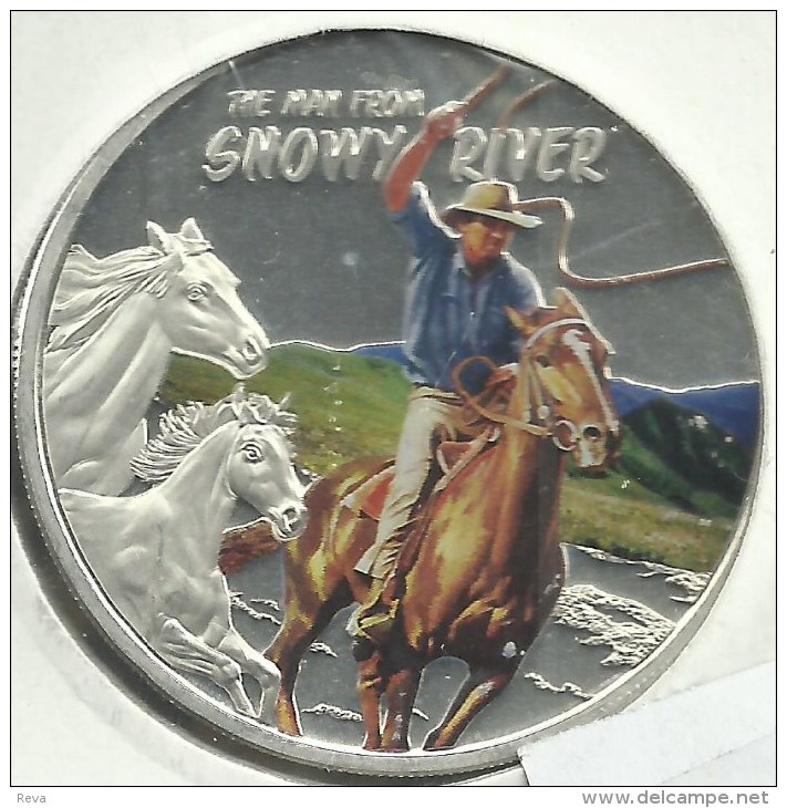 TOKELAU $1 "MAN FROM SNOWY RIVER" HORSE FRONT QEII BACK 2013 AG SILVER EX-PROOF KM? READ DESCRIPTION CAREFULLY !!! - Autres – Océanie