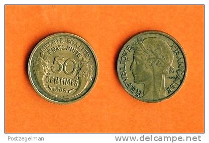 FRANCE 1931-1941 50 Centimes Aluminium Bronze Km894.1 - Andere & Zonder Classificatie