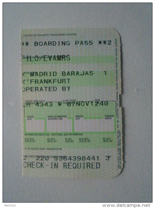 Boarding Pass  -MADRID- FRANKFURT   D137231.10 - Bordkarten