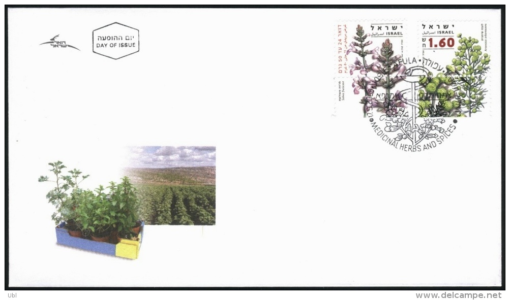 ISRAEL 2008 - Medicinal Herbs And Spices III - 2 Stamps With Tabs - FDC - Geneeskrachtige Planten